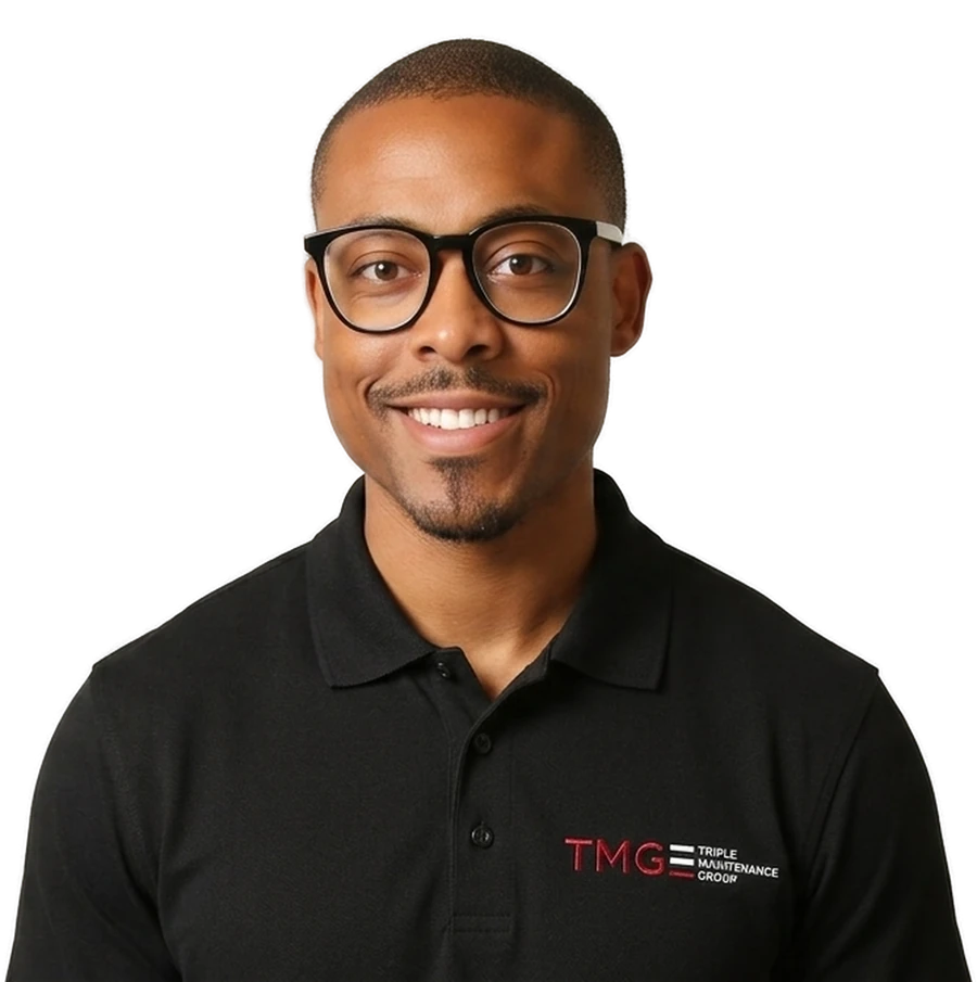 TMG team member smiling in a TMG polo